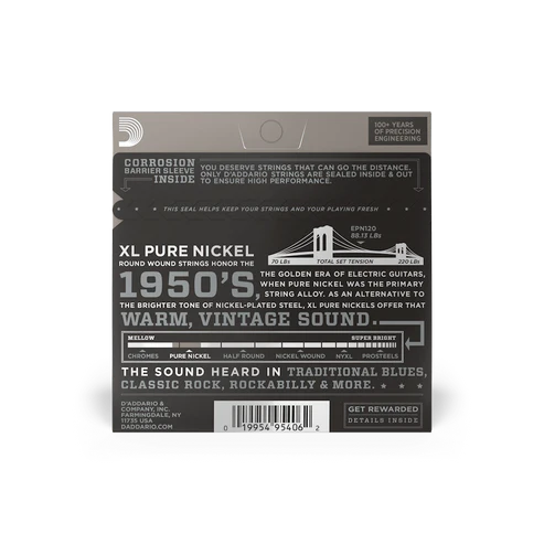 Daddario XL Pure Nickel Electric Guitar Strings EPN120 - Super Light, 9-41 