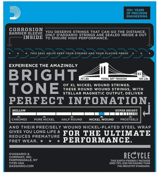 Daddario EXL110-7 7-String Nickel Wound Electric Guitar Strings, Regular Light, 10-59