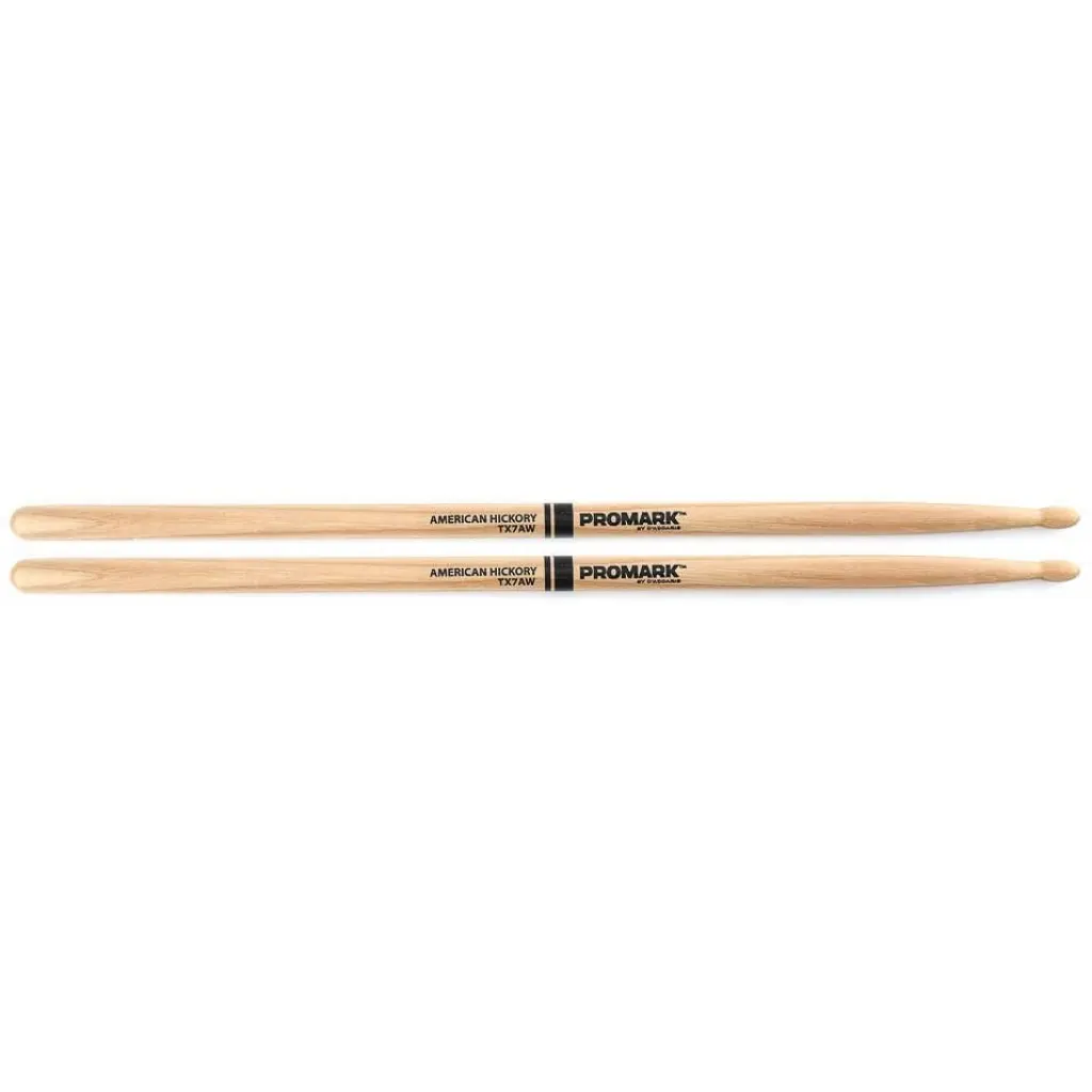 ProMark TX7AW 7A Hickory Drumsticks, Oval Wood Tip -TX7AW 