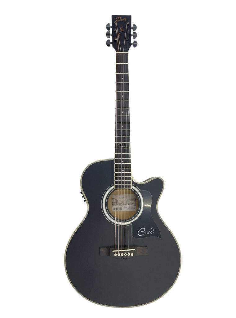 Cate 701 Semi-Acoustic Guitar with Tuner (Black) (Combo-Bag, string, belt, capo, Pick)