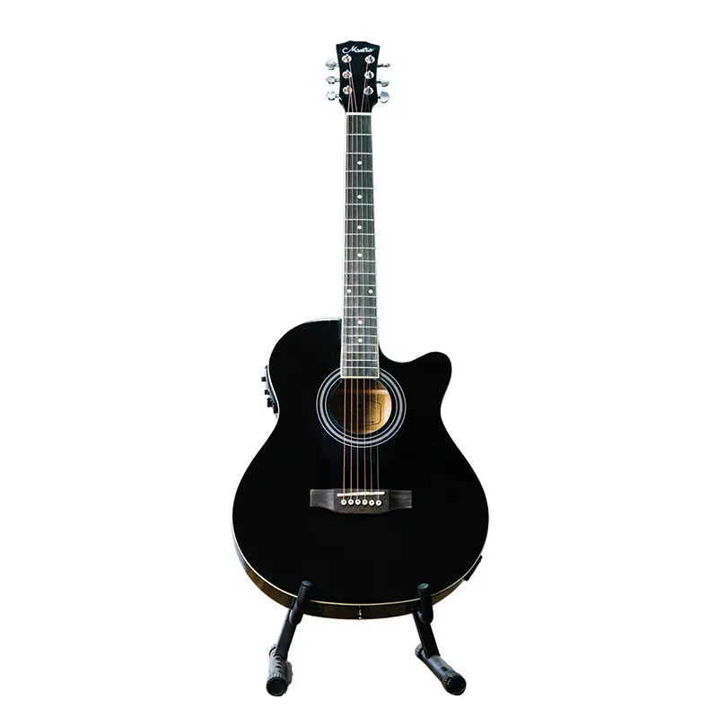 Mantra Semi Acoustic Guitar Karma Tuner EQ - Black  (Combo-Bag, string, belt, capo, 1-Pick)