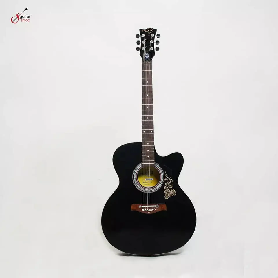 PLUTO 150 NORMAL ACOUSTIC GUITAR - (BLACK) (combo-bag, pick, capo, string) New