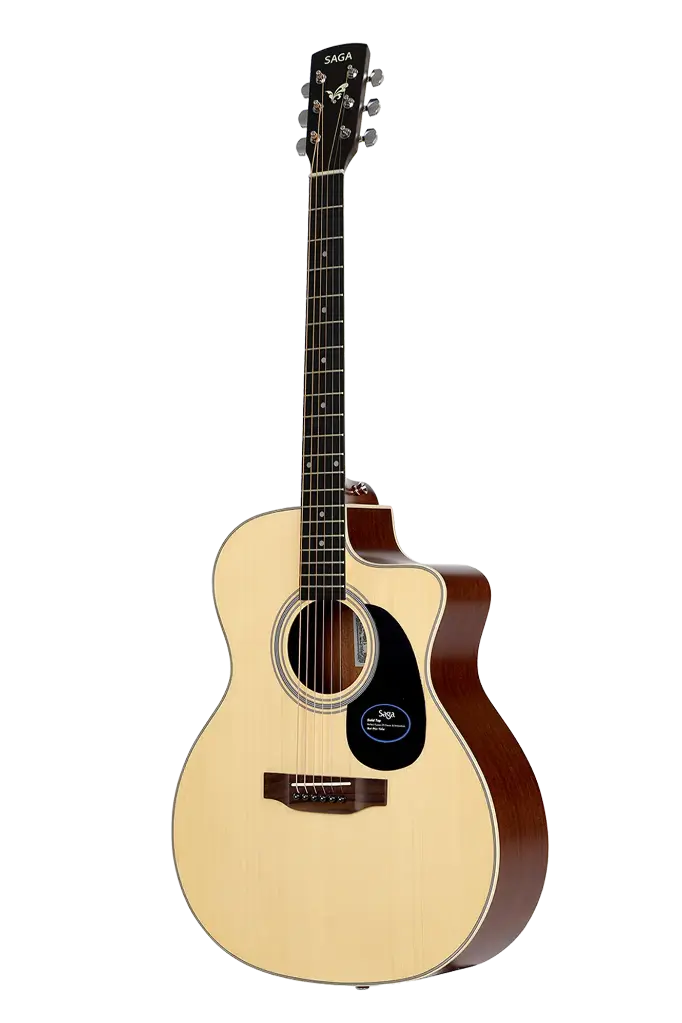 Saga SF700GCE Electro Acoustic Grand Concert Cutaway Guitar With Fishman Pickup - Metal (Combo-Belt, capo, winder, cloth, battery)