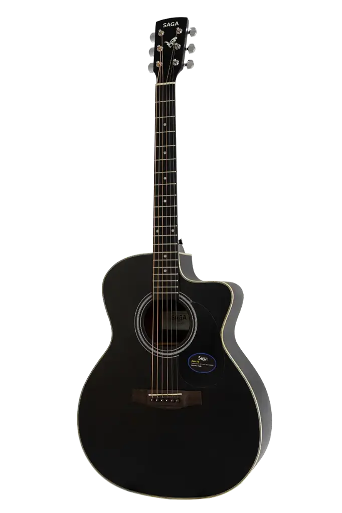 Saga SF700GCEBK Electro Acoustic Guitar  Grand Concert Cutaway With Fishman Pickup (Combo-Belt, capo, winder, cloth, battery)