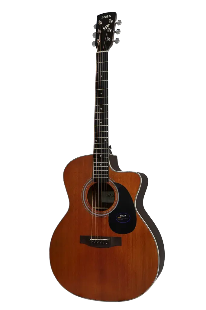 Saga SF700GCER Electro Acoustic Grand Concert Cutaway Guitar With Fishman Pickup - Metal (Combo-Belt, capo, winder, cloth, battery)