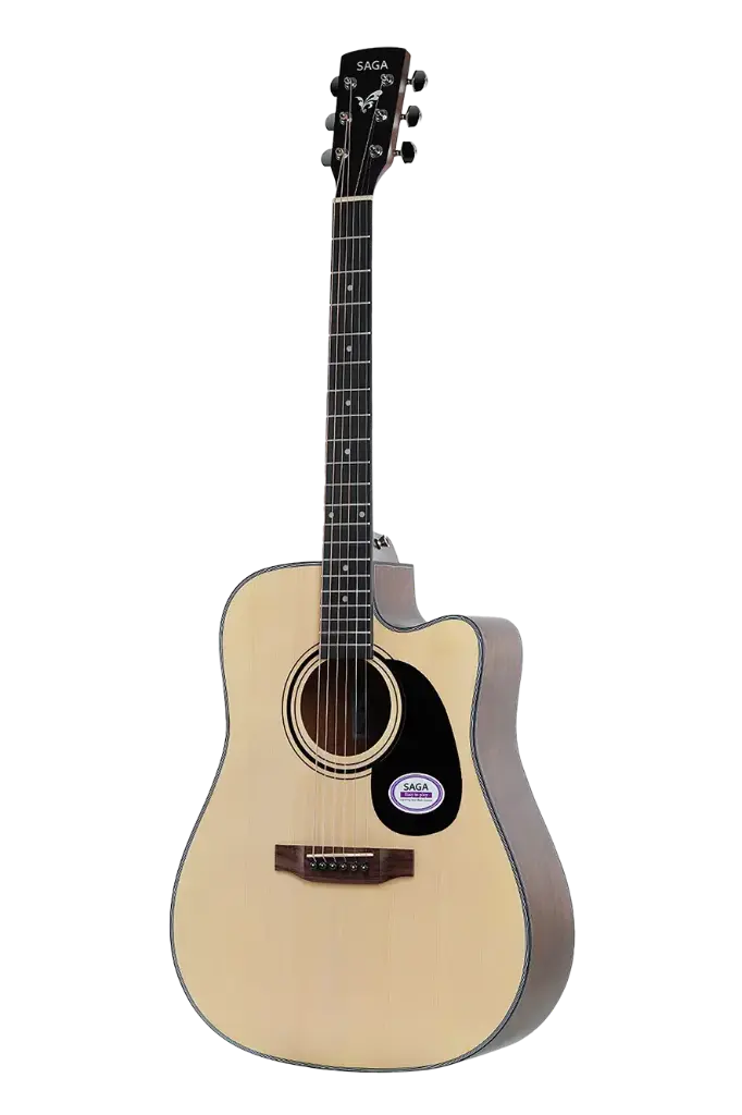 Saga SF-600C Dreadnought Cutaway Acoustic Guitar (Combo-Belt, capo, winder, cloth)