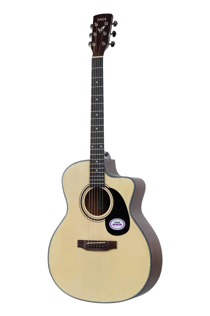 Saga Sf-600Gc-Nat Grand Concert Cutaway Acoustic Guitar (Natural) - Wood (Combo-Belt, capo, winder, cloth)