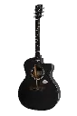 Saga SF-600GC-BK Grand Concert Cutaway Wood Acoustic Guitar (Black) (Combo-Belt, capo, winder, cloth)