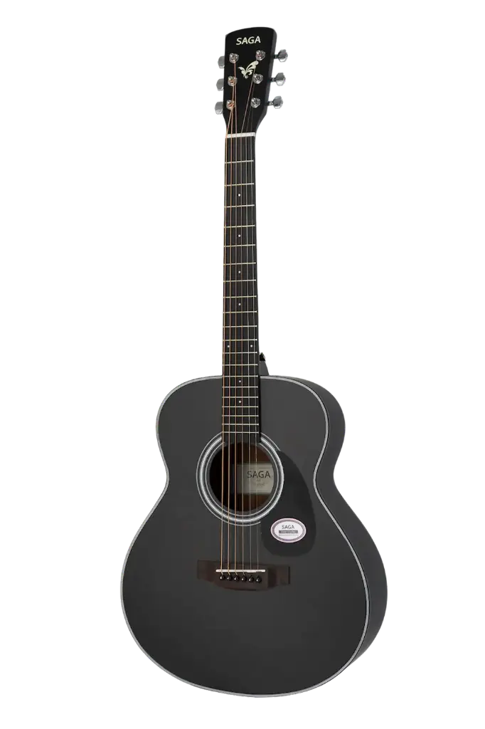 Saga Gs-600-BK Traveller Acoustic Guitar (Black) (Combo-Belt, capo, winder, cloth)