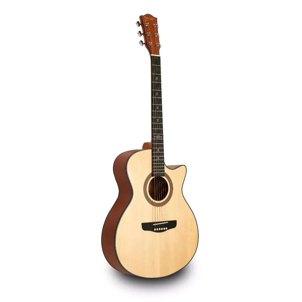 Deviser Semi-Acoustic Guitar with Tuner L-T2-40 (Natural) (Combo-Bag, string, belt, capo, Pick) New
