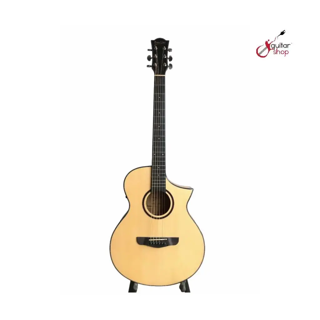 Deviser L-610 Semi-Acoustic Guitar with Tuner (Natural) (Combo-Bag, string, belt, capo, Pick)