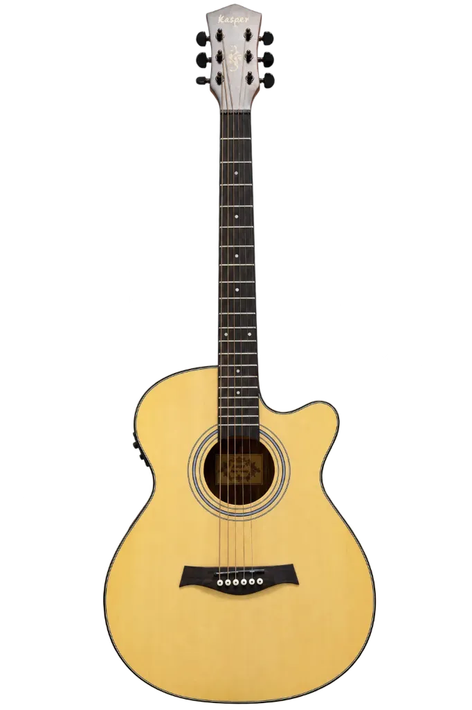 Kaspar Semi Acoustic Guitar with Tuner EQ K302C (Natural) (Combo-Bag, String, Capo, Belt, 2-Pick)