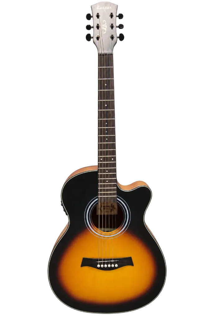 Kaspar Semi Acoustic Guitar with Tuner EQ K302C (Sunbrust) (Combo-Bag, String, Capo, Belt, 2-Pick)
